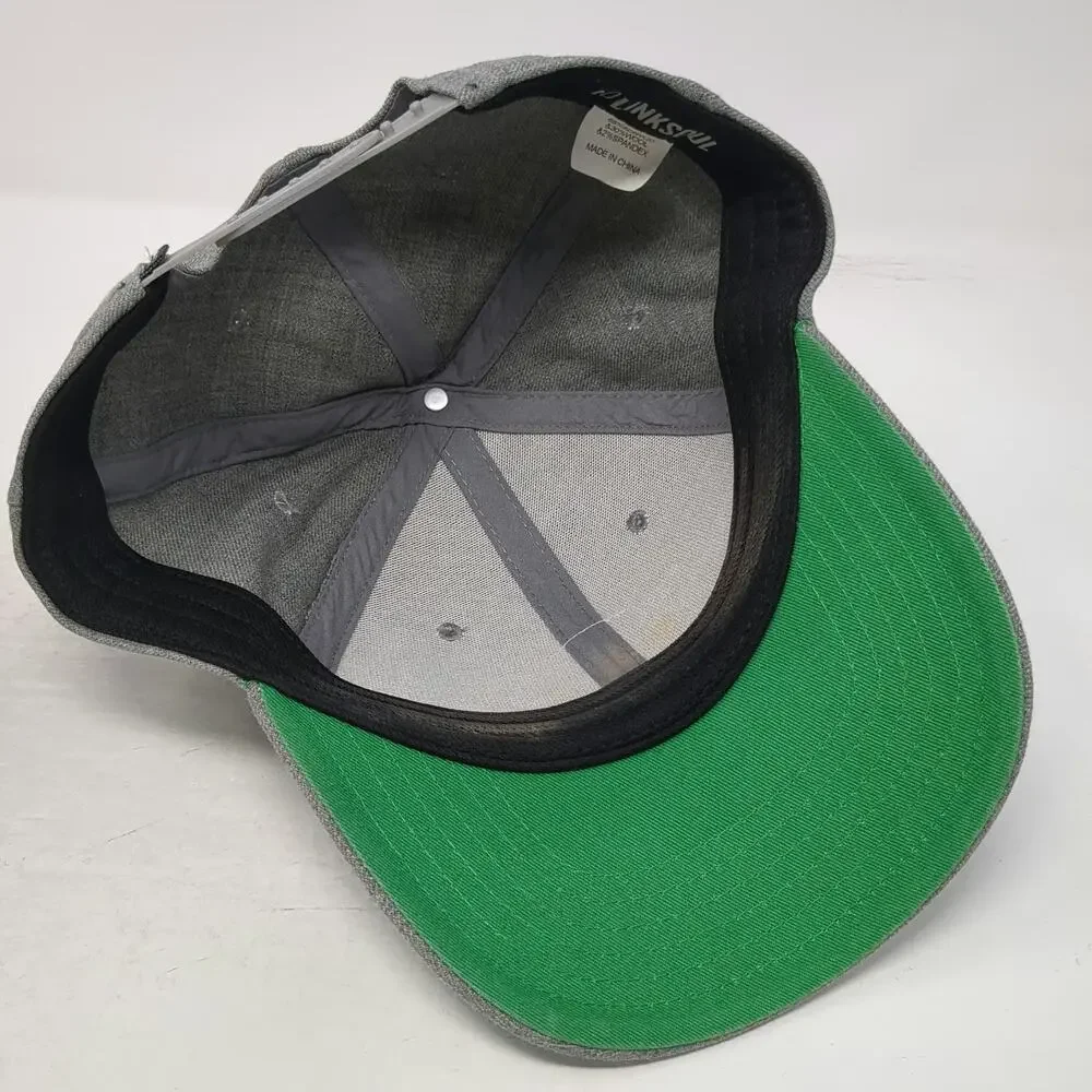 Linksoul Snapback Hat Gray One Size Green Undervisor Wool Blend Golf Patch